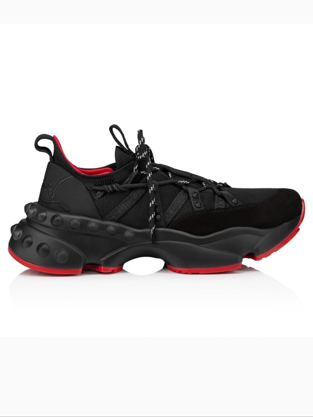 $1150 Christian Louboutin TrailnRun Neoprene Suede Black Sneakers EU 38 US 8 NIB - Picture 2 of 11